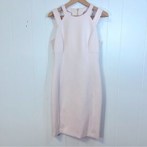 Calvin Klein Sz 8 Blush Pink Cocktail Dress, Sleeveless Satiny Lined Fitted